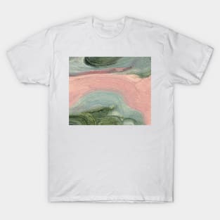 Abstract Oil Painting Herbal Green Pink Blush 1c14 T-Shirt